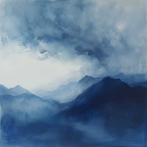 unreal image builder Abstract watercolor of a thunderstorm over