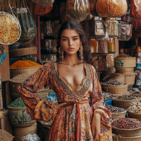 unreal image builder fashion editorial in Moroccan market color
