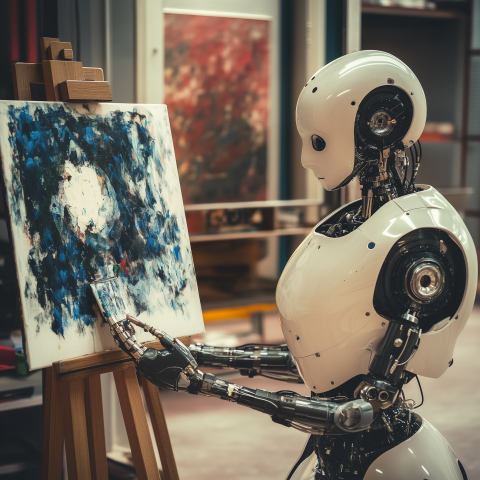 unreal image builder humanoid robot learning to paint canvas in