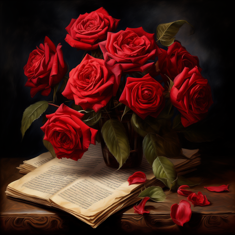 Love Note with Red Roses