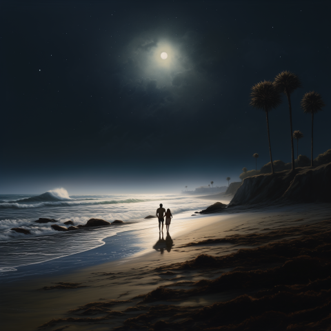 Moonlit Beach Stroll