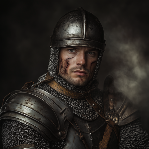 Portrait of Medieval Knight in Armor