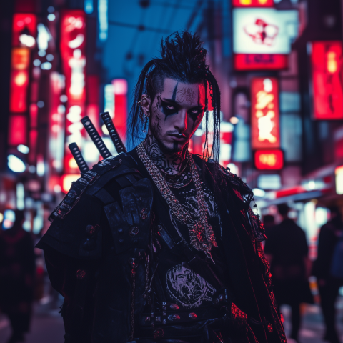 unreal image builder punk samurai street style fusion Tokyo nig