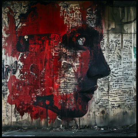 Urban Mural of a Woman’s Face on Graffiti Wall