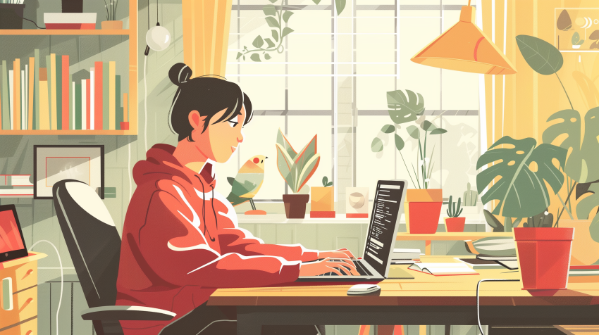 Using Laptop At Tidy Home