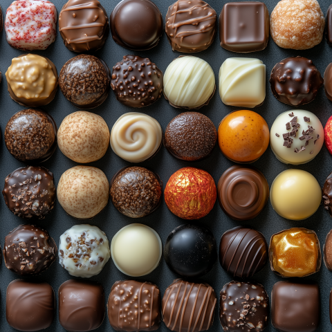 Variety of Gourmet Chocolates in Display