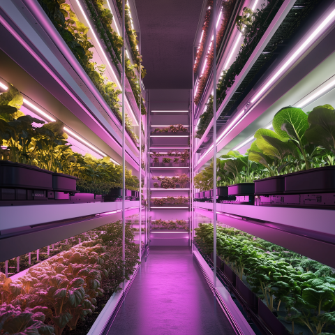 Vertical Indoor Farm with LED Lighting