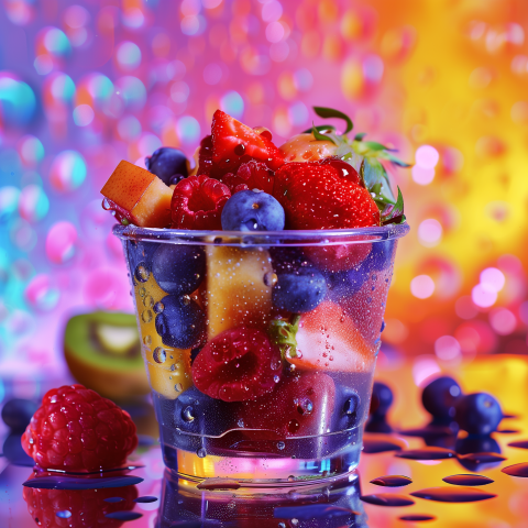 Vibrant Fresh Fruit Salad in Glass