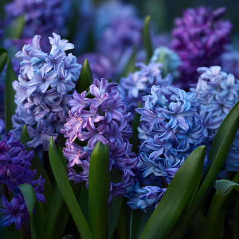 Vibrant Purple and Blue Hyacinths