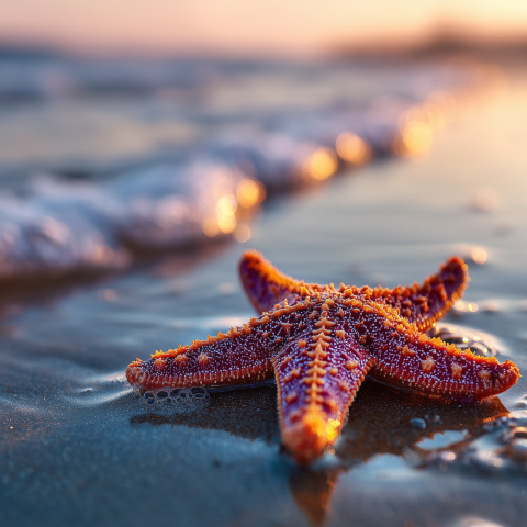 Vibrant Starfish on Sunset Shore