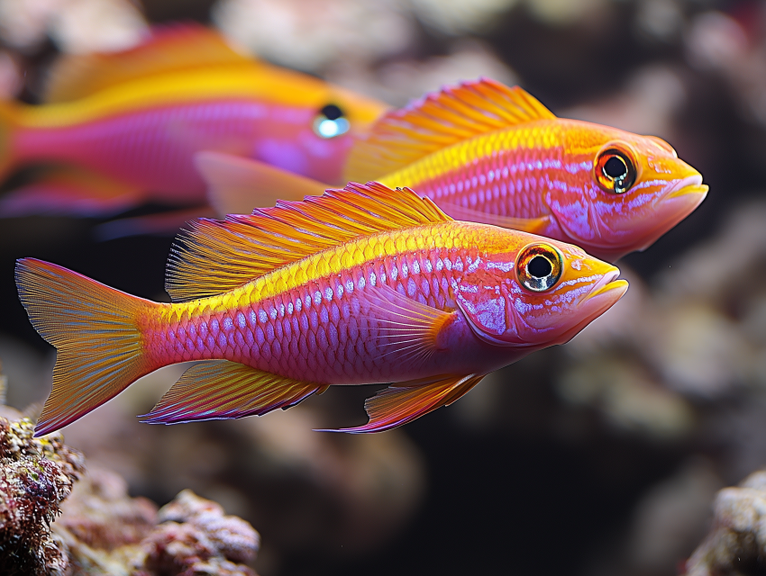 Vibrant Tropical Anthias Fish in Coral Reef