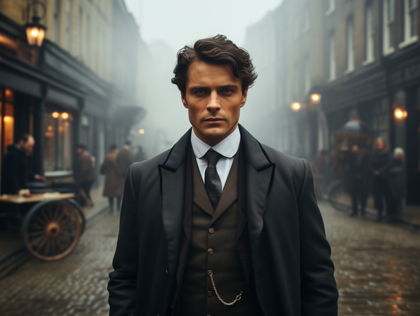 Victorian Gentleman in Foggy Street