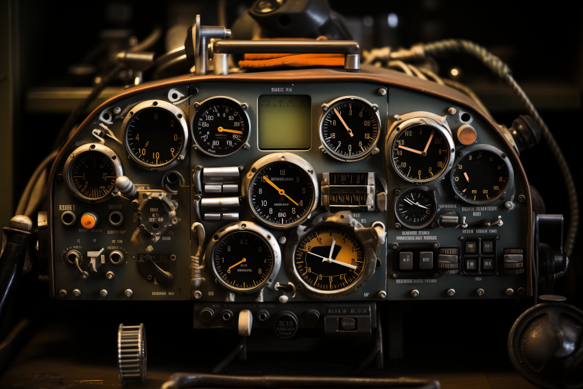 Vintage Aircraft Cockpit Instrument Panel