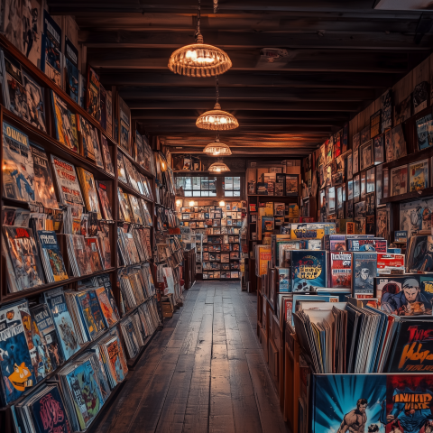 Vintage Comic Book Store Interior