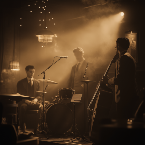 Vintage Jazz Band Performing in Smoky Lounge