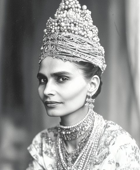 Vintage Portrait of Woman in Regal Attire