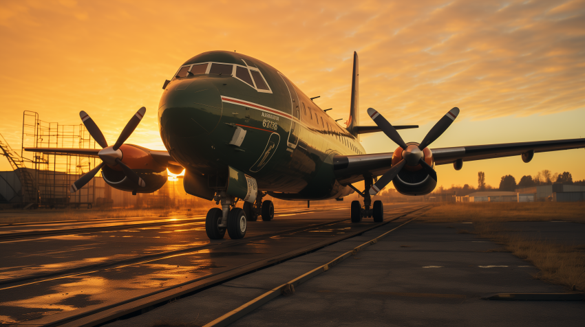 Vintage Propeller Plane at Sunset
