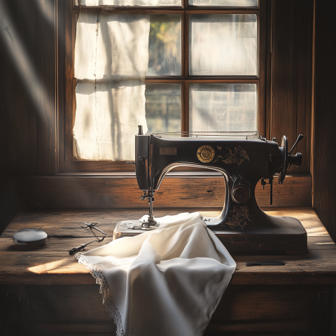 Vintage Sewing Machine by Sunlit Window