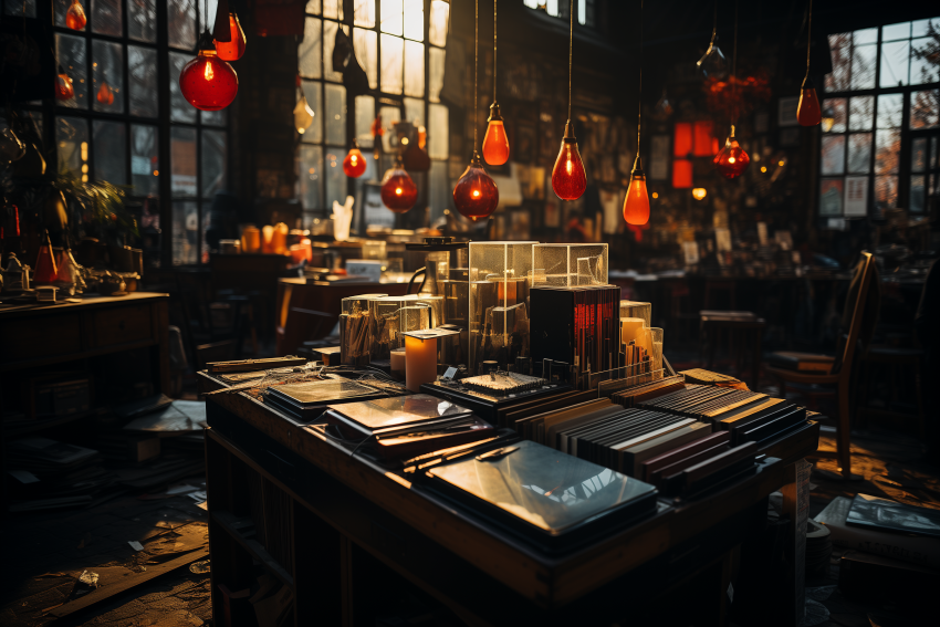 Vintage Shop Interior with Warm Lights