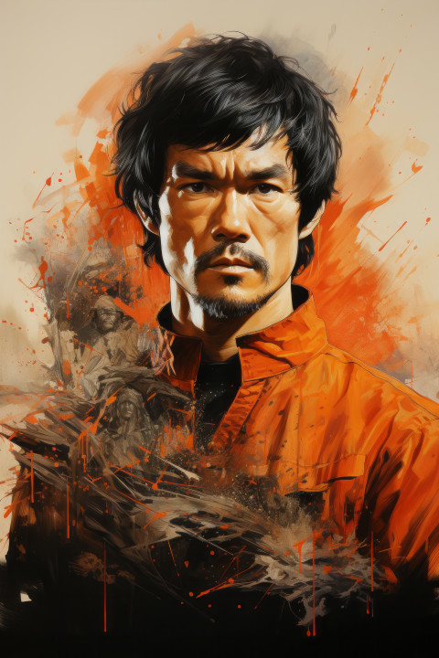 Vintage style 1970s kung fu movie poster with Bruce Lee
