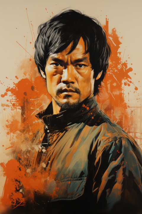 Vintage style 1970s kung fu movie poster with Bruce Lee