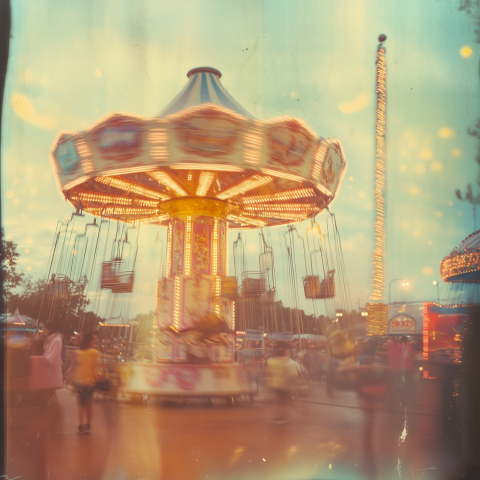 Vintage Swing Ride at Twilight Carnival