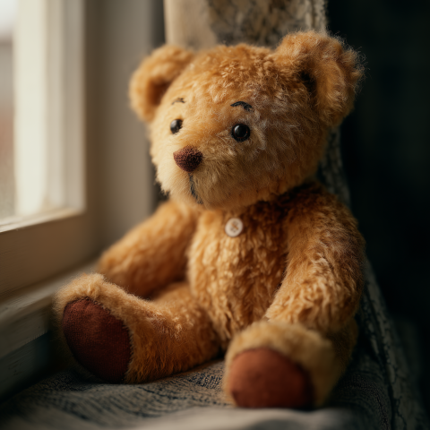 Vintage Teddy Bear by Window Light