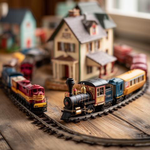 Vintage Toy Train Around Toy House