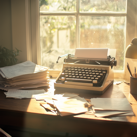 Vintage Typewriter in Sunny Writing Nook