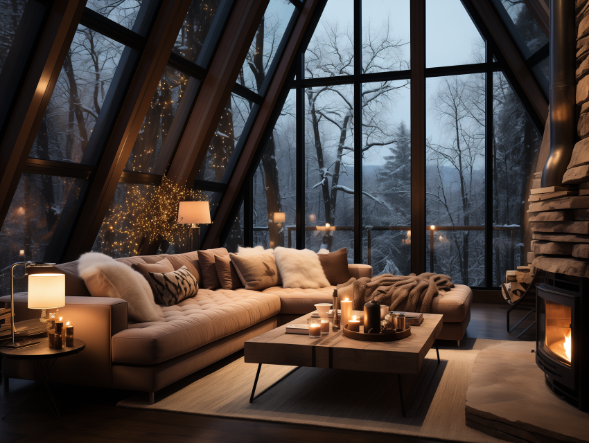 Warm A-Frame Cabin with Winter View