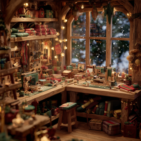 Warm and Festive Santa’s Workshop Interior