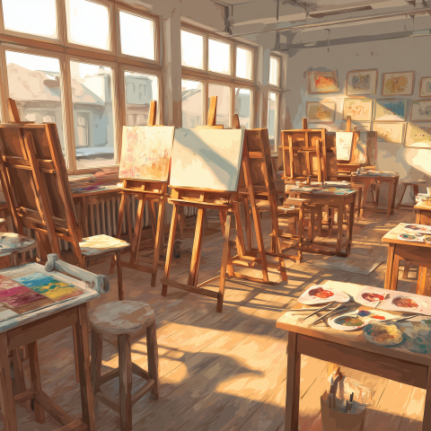Warm Sunlit Painting Class Studio
