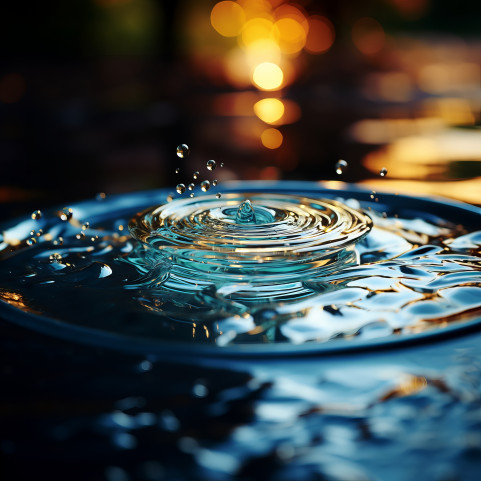 Water drop creating ripples
