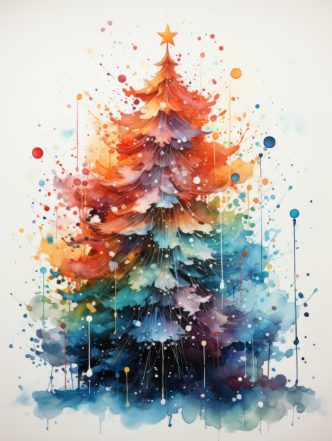 Watercolor Christmas tree card