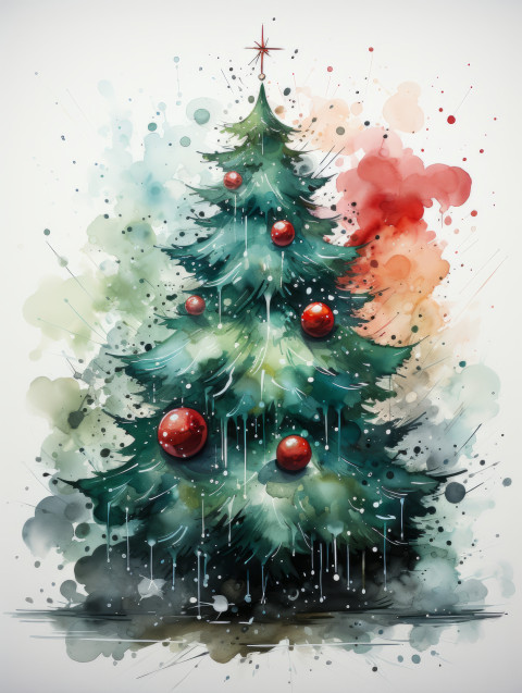 Watercolor Christmas tree card