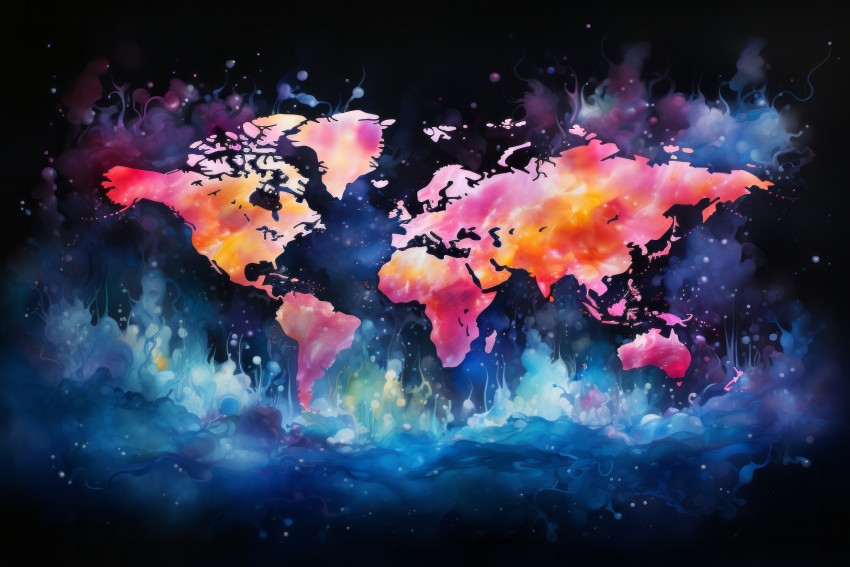 Watercolor world map background