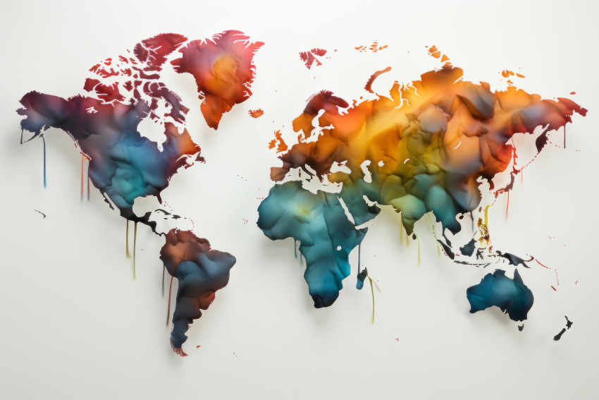 Watercolor world map background