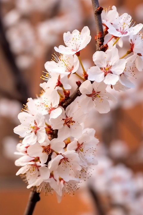 White cherry blossoms on a branch