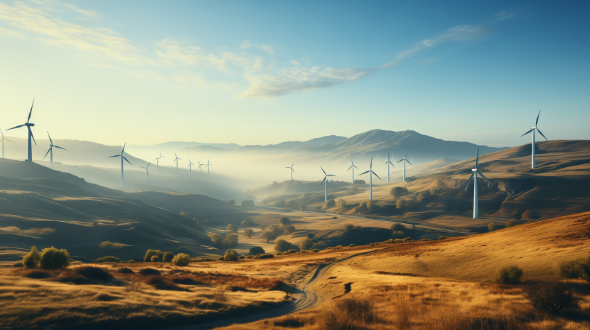 Wind Turbines in Rolling Golden Hills
