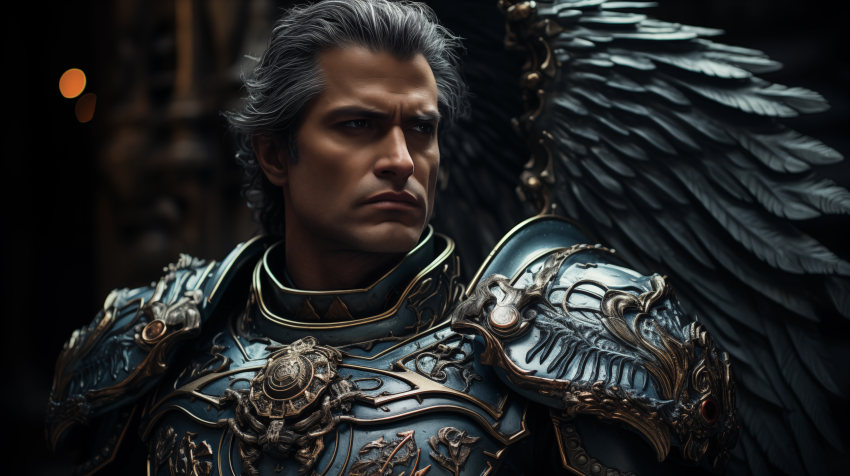 Winged Warrior in Ornate Battle Armor