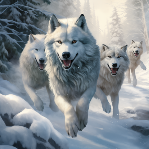 Winter Forest Wolves