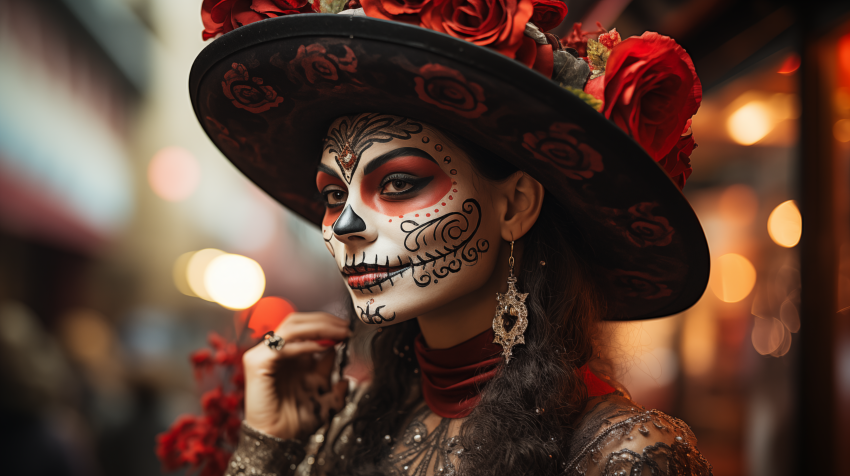 Woman in Día de los Muertos Makeup