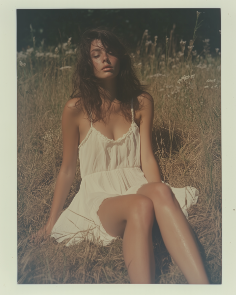 Woman in White Dress Relaxing Outdoors