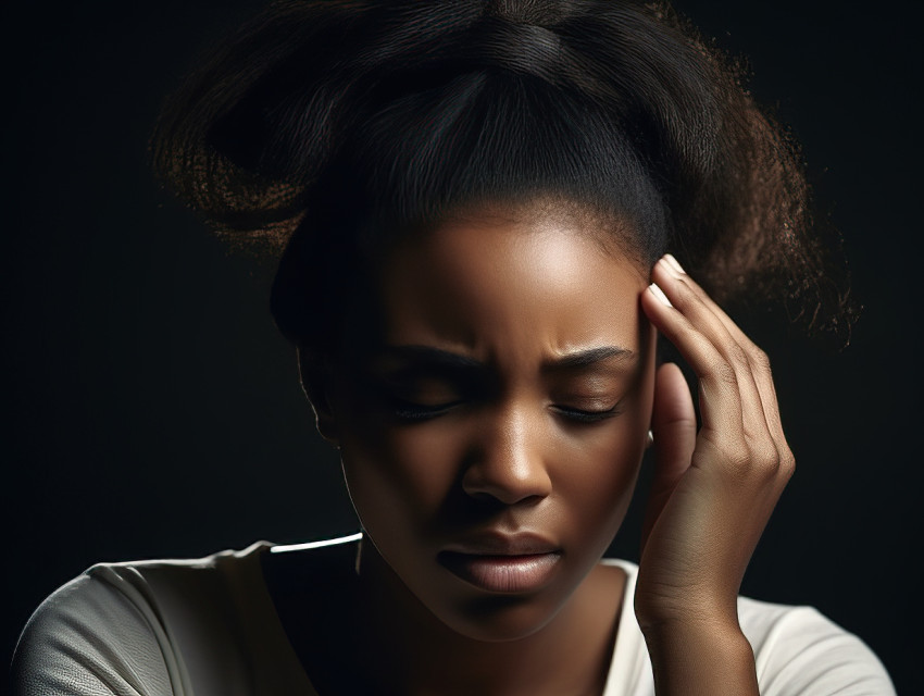 Woman with a migraine headache