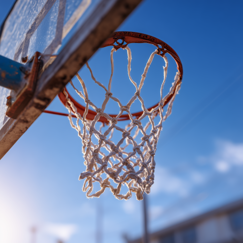 Worn Basketball Hoop in the Sunlight