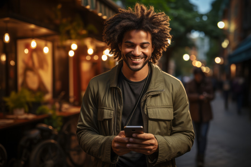 Young man holding a mobile phone