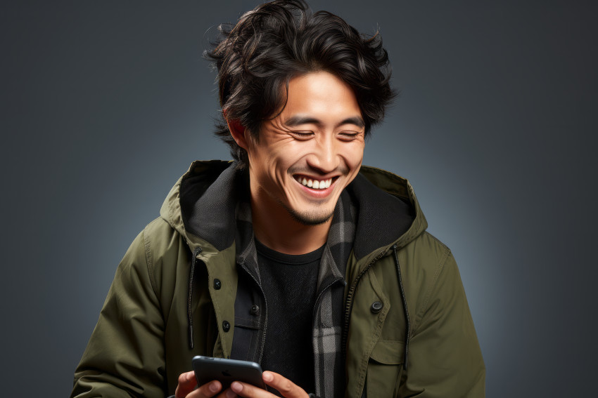 Young man holding a mobile phone