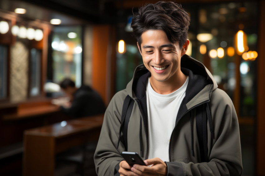 Young man holding a mobile phone