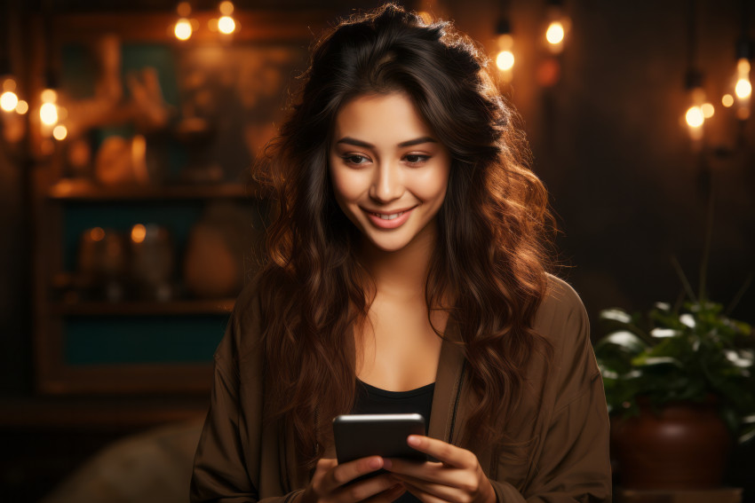 Young woman holding a mobile phone