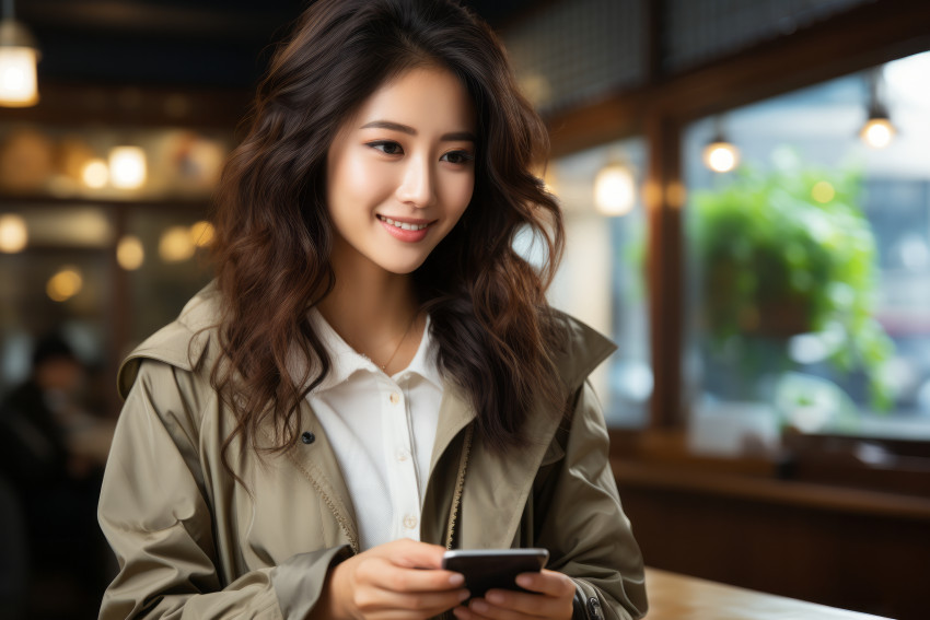 Young woman holding a mobile phone